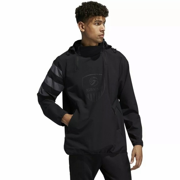 adidas Other - Adidas USA Volleyball Mens Full Zip Hooded All Weather Jacket Black Size XL